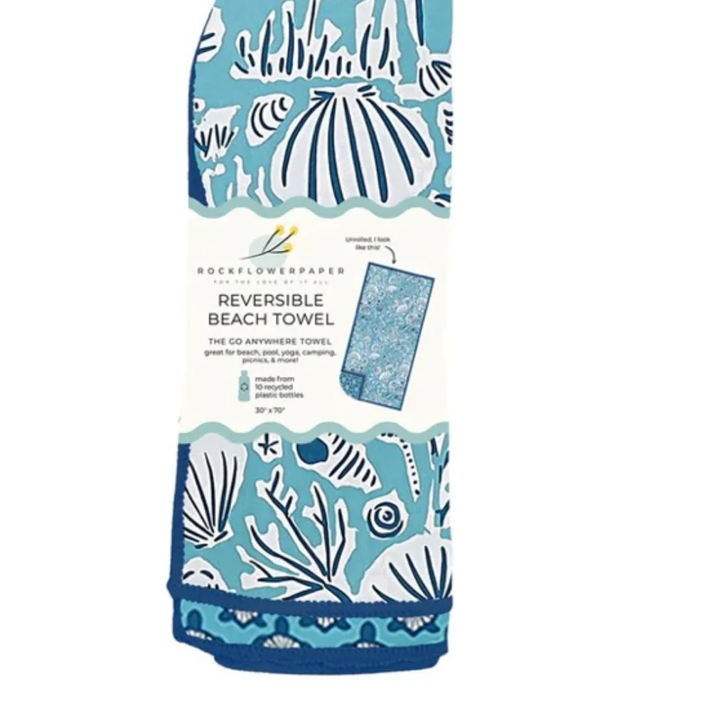 TURTLES AQUA REVERSIBLE ECO BEACH TOWEL ~ NEW with Tags ~ Eco Friendly